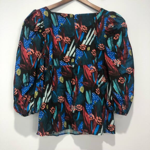 NWT Anthropologie X Eva Franco Tropical Sweetheart Blouse Multicolor Size M - Picture 4 of 9